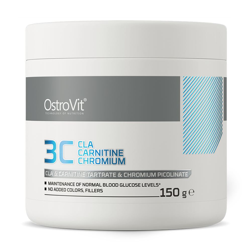 Уцінка! Жироспалювач OstroVit 3C CLA Carnitine Chromium зі смаком малинового лимонаду з м`ятою, 150 г